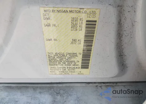 2015 Nissan Altima 2.5 S from USA, damaged, VIN 1N4AL3AP1FN391640